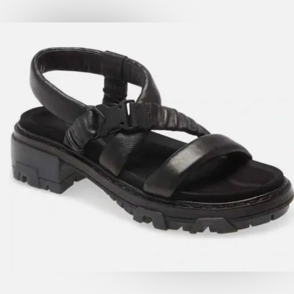 Rag & Bone, Black Leather Open Toe Platform ‘Shane’ Sandals, size EU 38.5/US 8
